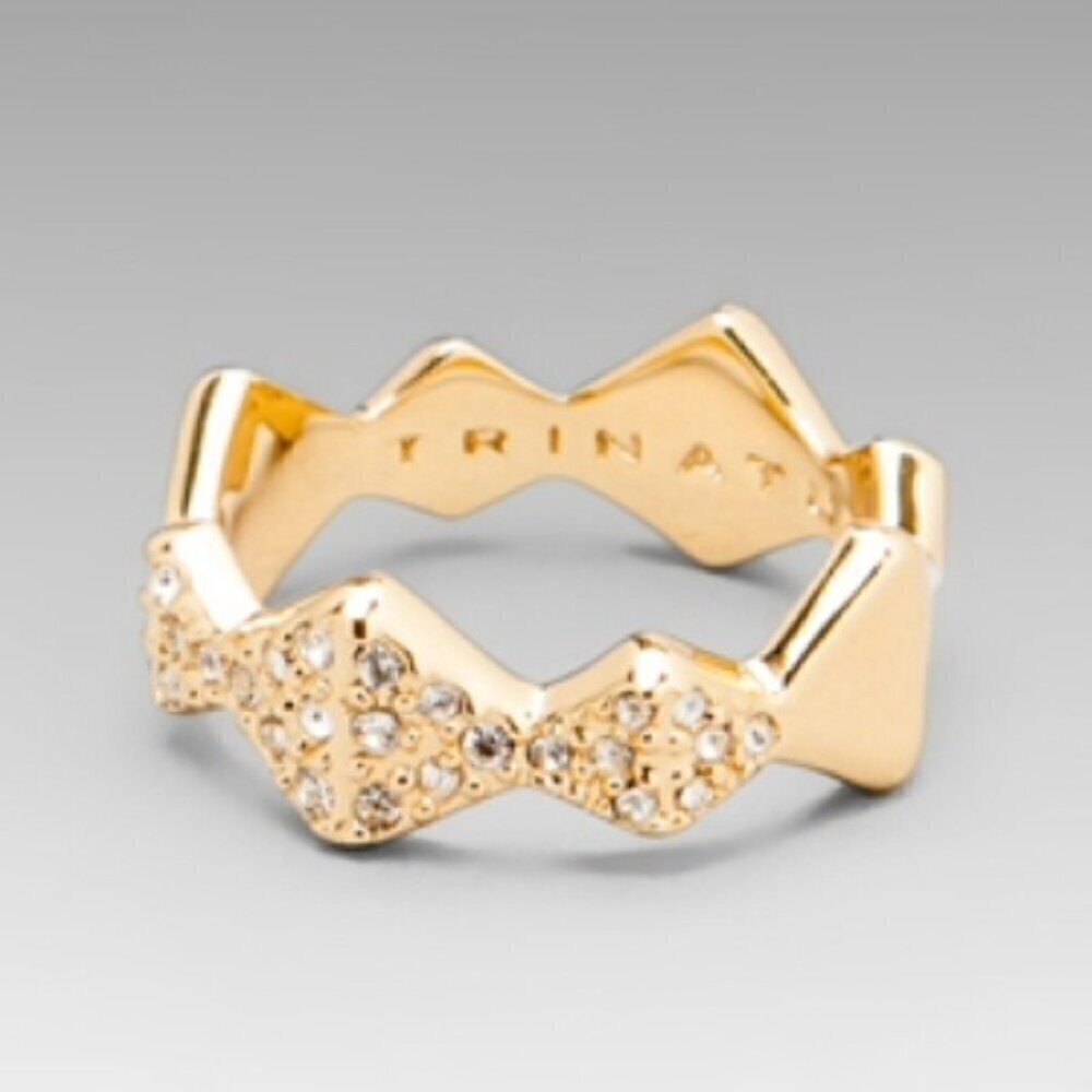 💕TRINA TURK💕 Tangier Ring ~ Gold with Crystals 7 NWT